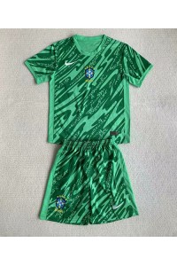 Fotbalové Dres Brazílie Brankářské Dětské Domácí Oblečení Copa America 2024 Krátký Rukáv (+ trenýrky)